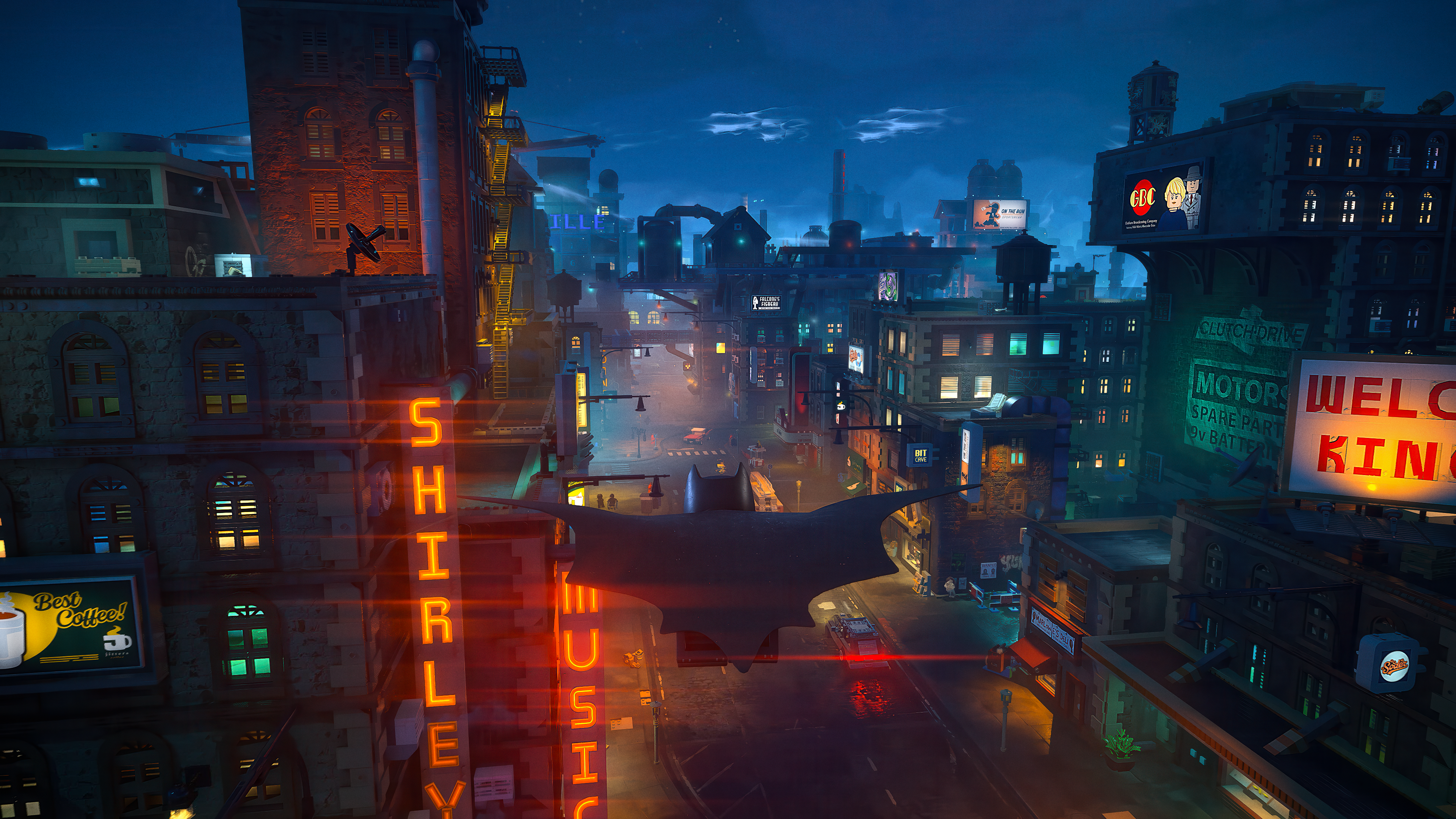Screenshot of Gotham City from the LEGO Batman videogame