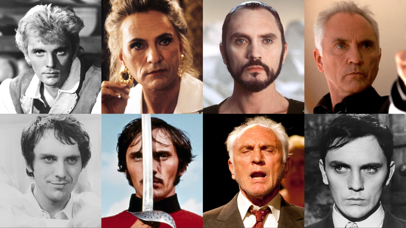 Terence Stamp in various iconic roles including 'Billy Budd,' 'Superman II,' and 'The Adventures of Priscilla, Queen of the Desert.'