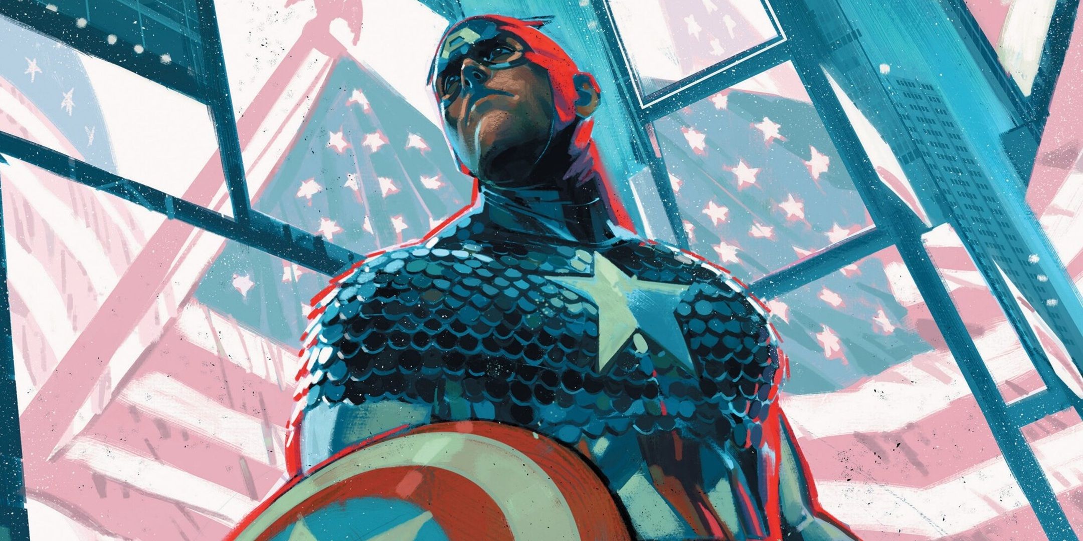 Captain America in a patriotic pose