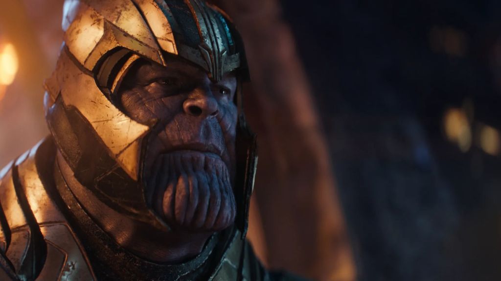 Thanos wearing his helmet in Avengers: Infinity War.