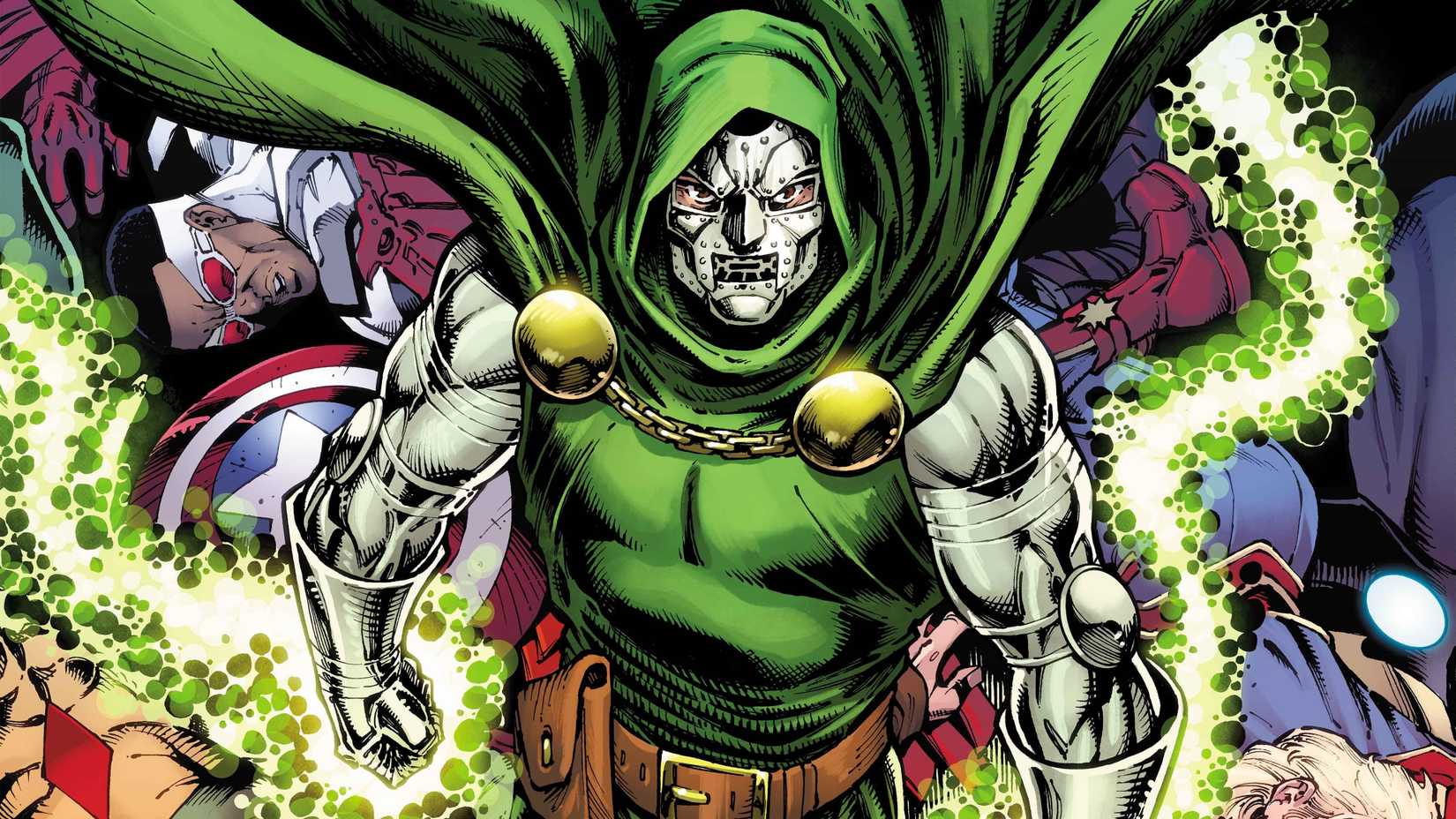 Doctor Doom standing over the defeated Avengers