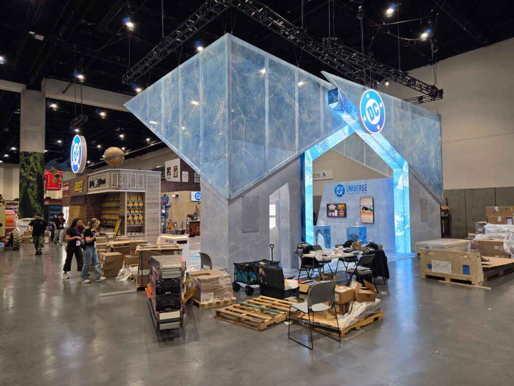 DC booth build at San Diego Comic-Con 2026