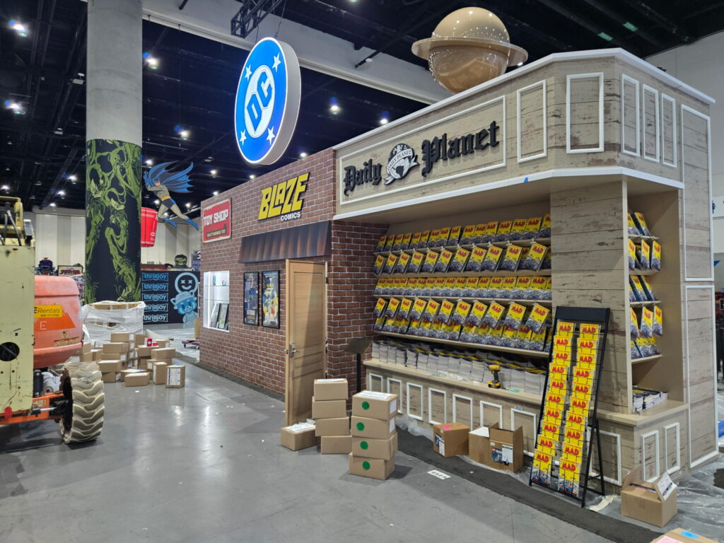 DC booth build at San Diego Comic-Con 2026