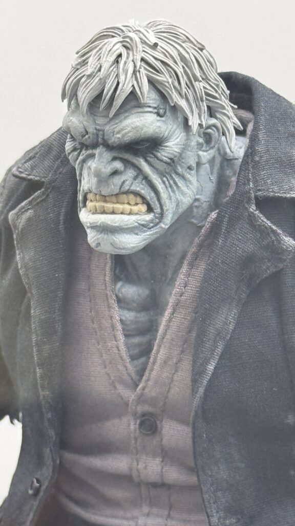 Detail view of the Mezco One:12 Collective Solomon Grundy costume at SDCC 2026